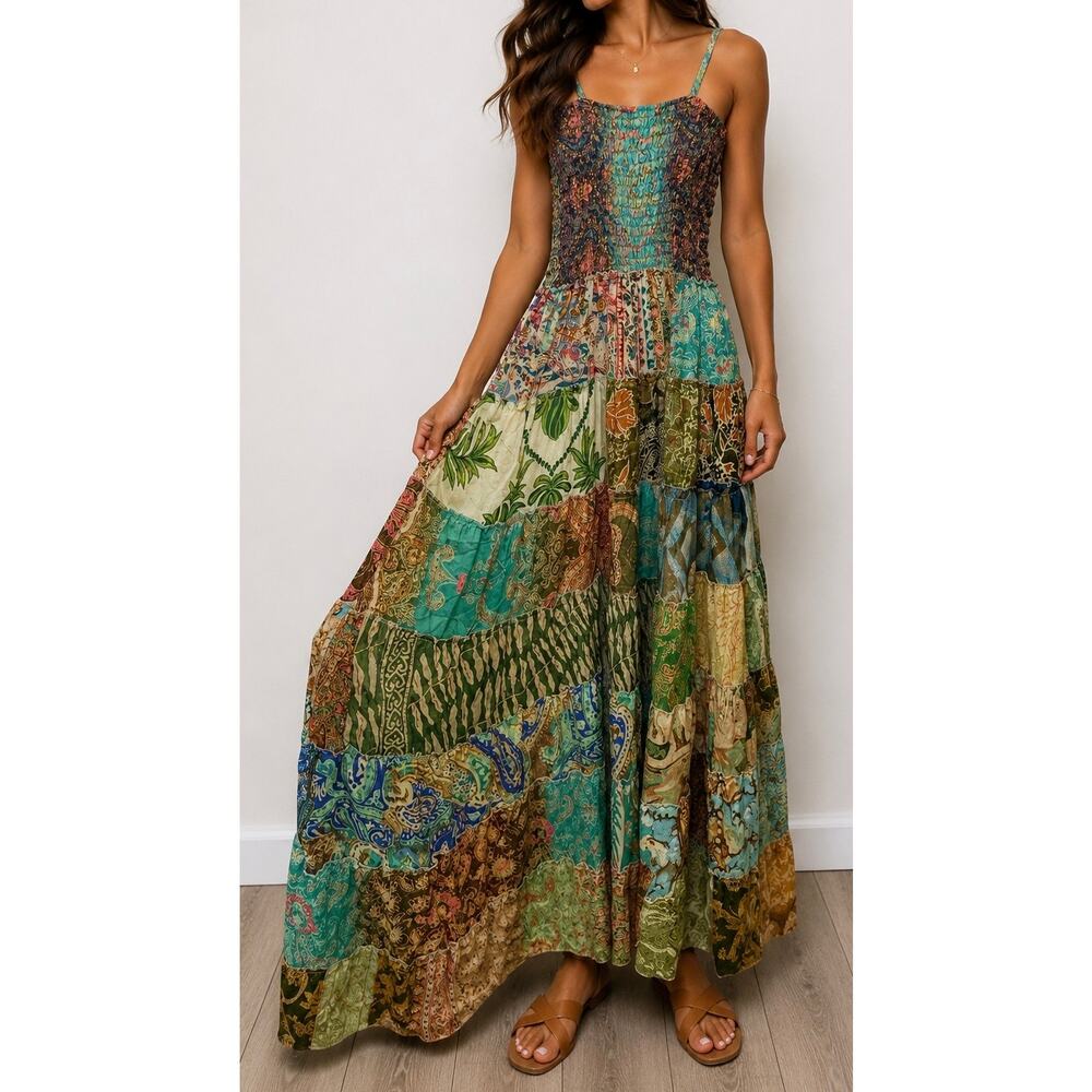 POL Boho Patchwork Maxi Dress